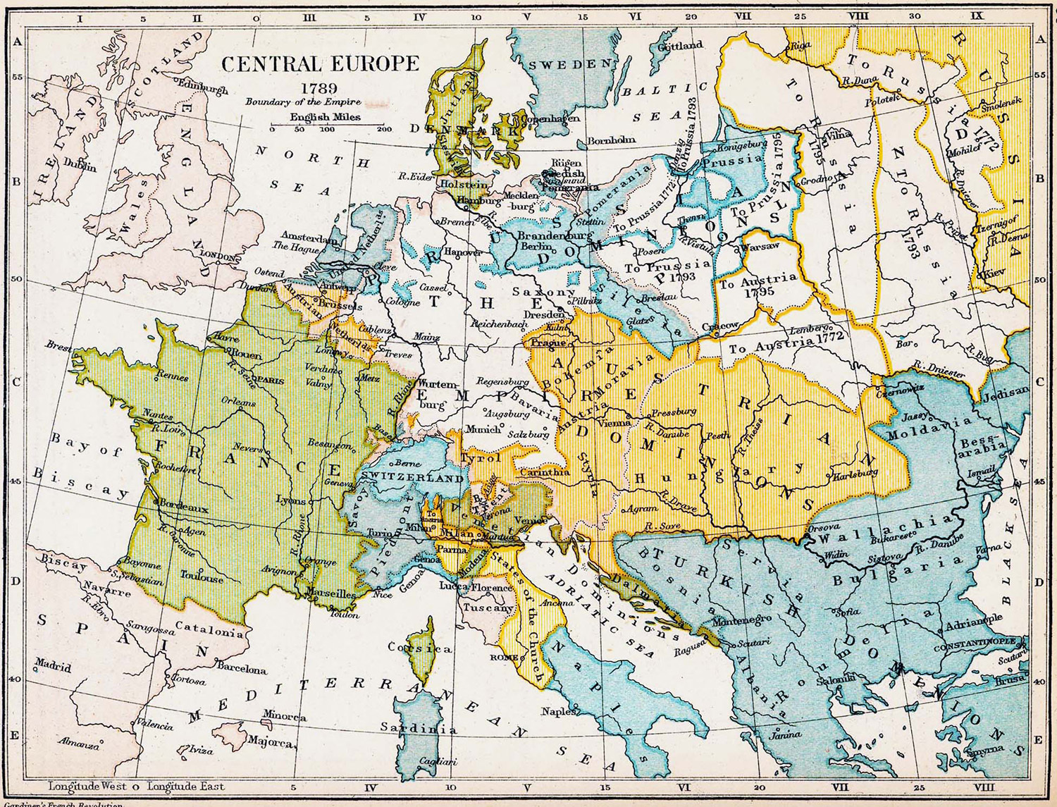 1789 Fransa ve Avrupa Haritası
