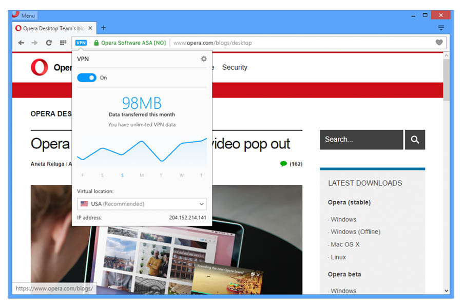 Opera Web Browser VPN