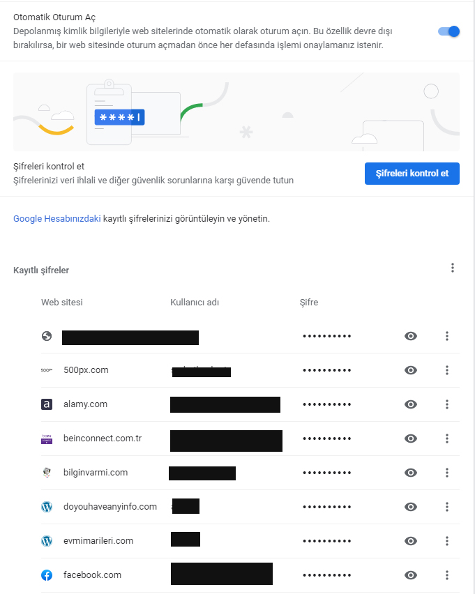Chrome Girilen Şifreleri Kaydetmeyi Sormasın