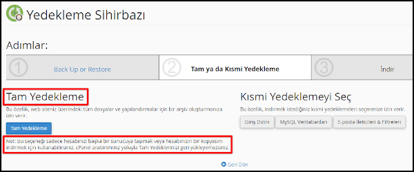 Tam yedekleme. cPanel Üzerinden Site Yedeği Nasıl Alınır?