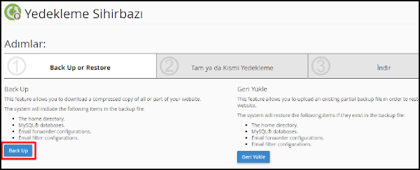 cPanel site yedeği alma 2